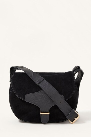 Buy Monsoon Black Shanie Suede Saddle Bag from the Next UK online shop