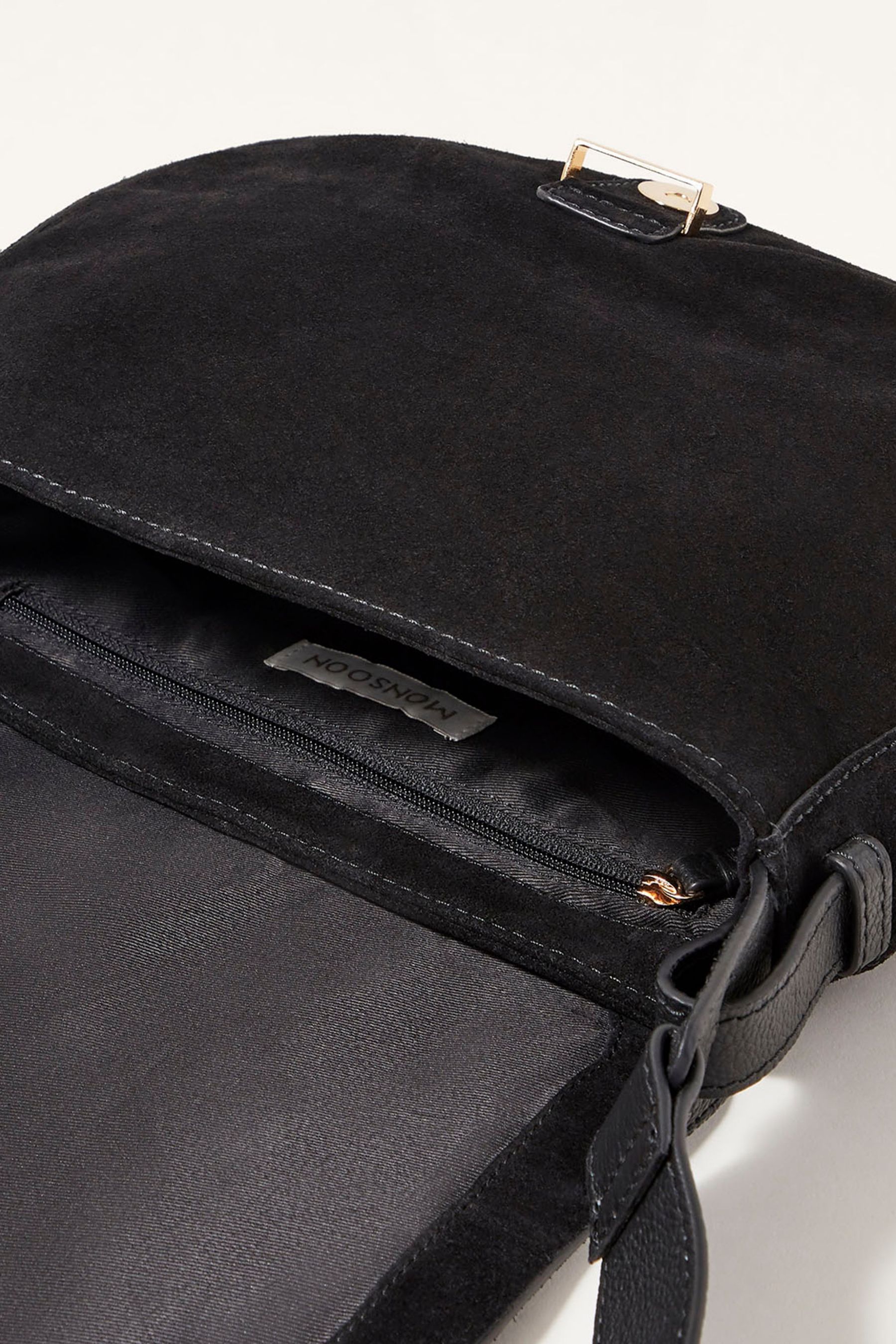 Black suede deals saddle bag