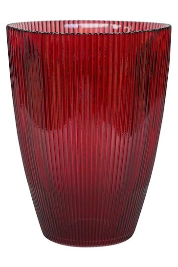 Ivyline Red Burgundy Ribbed Tall Vase