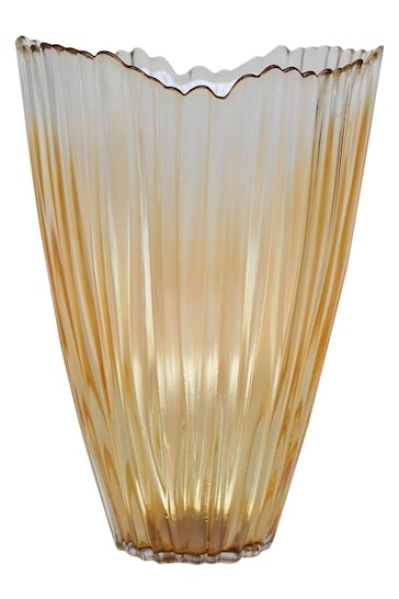 Ivyline Yellow Amber Rippled H25cm Glass Vase