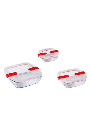 Pyrex Set of 3 Cook & Heat Glass Food Containers