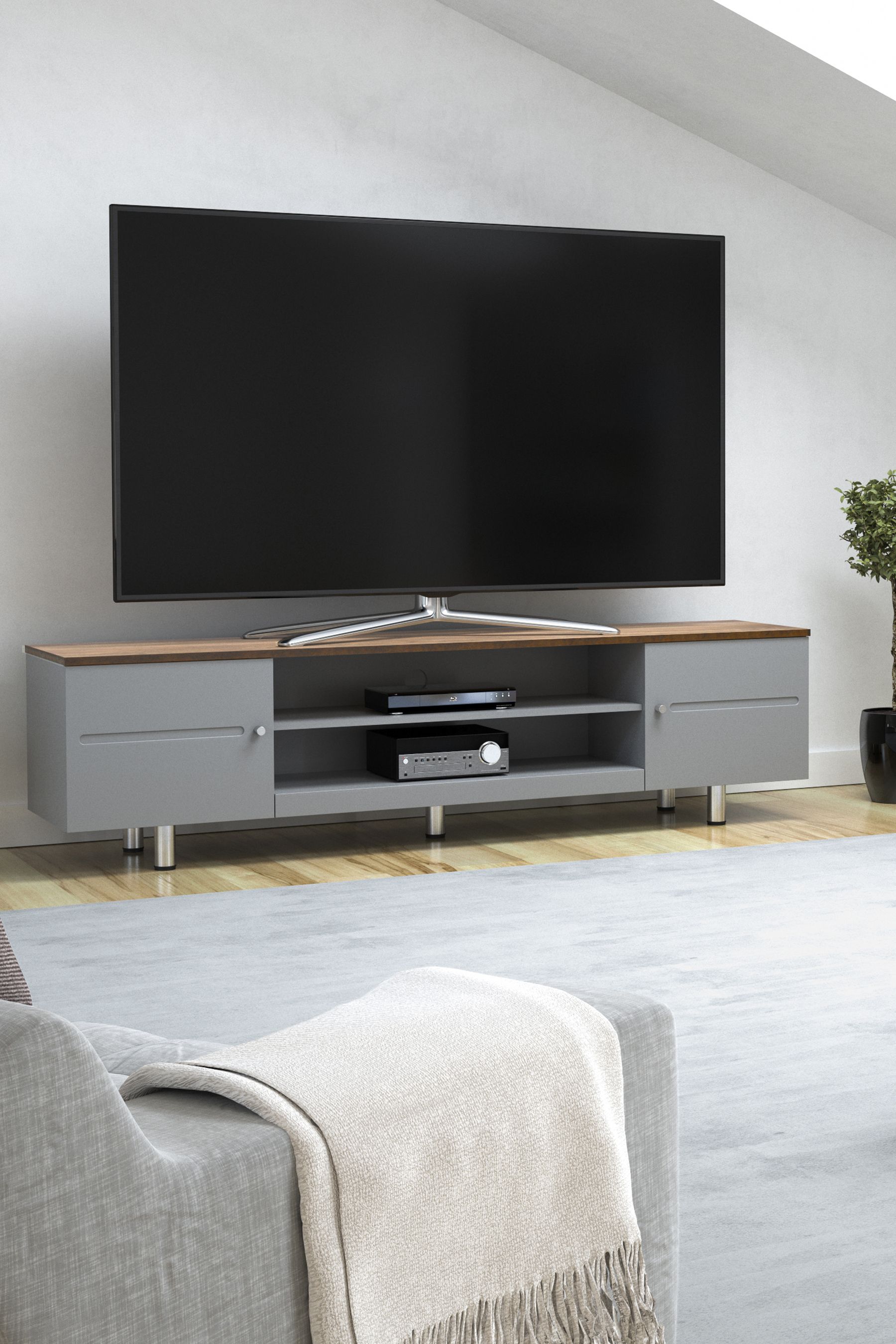 Buy AVF Grey Whitesands 1900 Rustic Wood Effect TV Stand from the Next