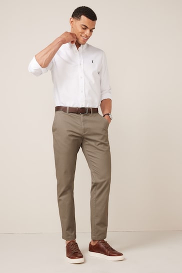 Stone Slim Printed Belted Soft Touch Chino Trousers
