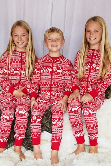 The Little Tailor Kids Reindeer Christmas Fairisle Onesie