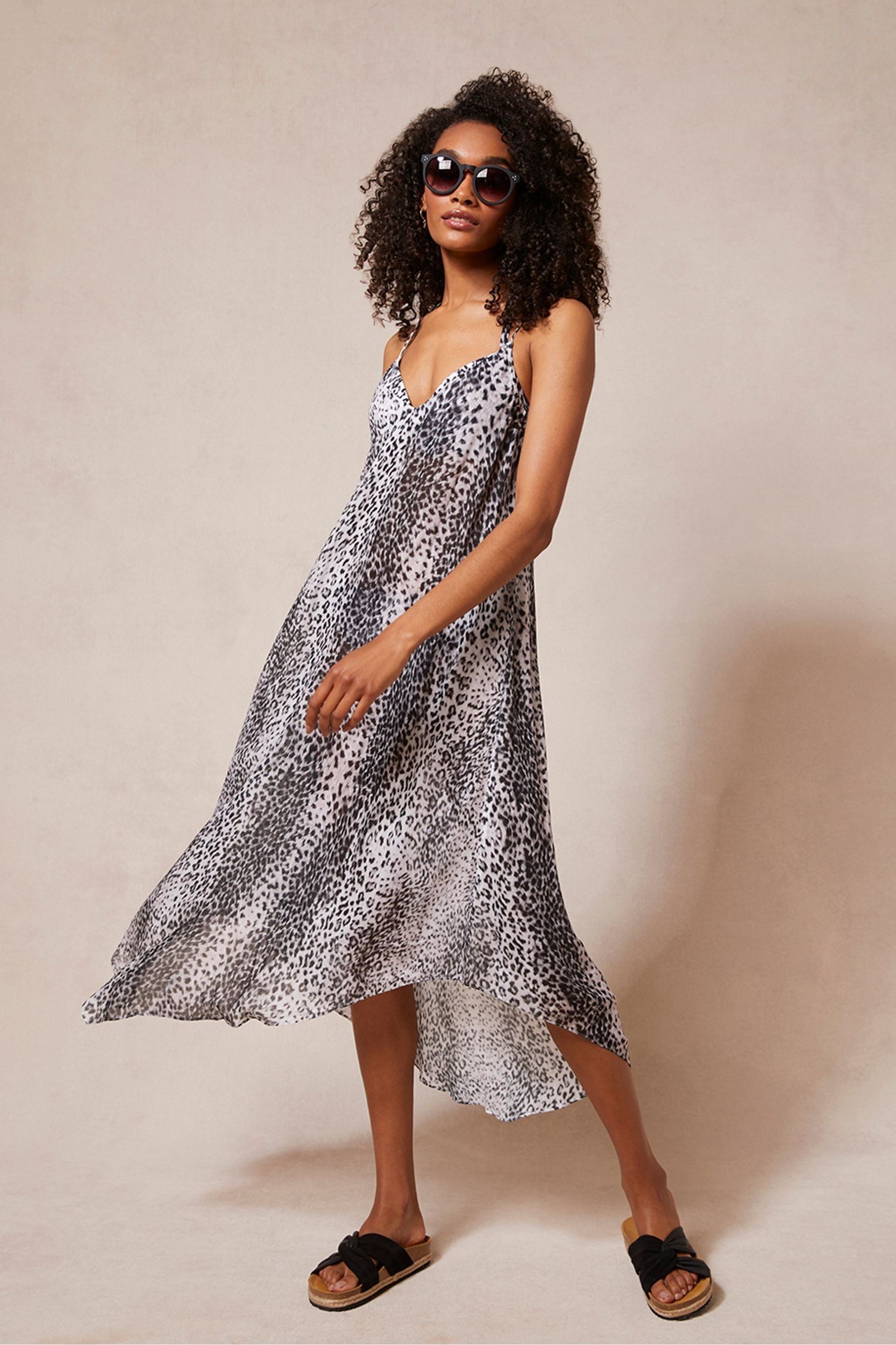 Mint Velvet Grey River Animal Midi Beach Dress