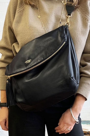 OSPREY LONDON Large Milano Italian Leather Convertible Cross-Body Bag
