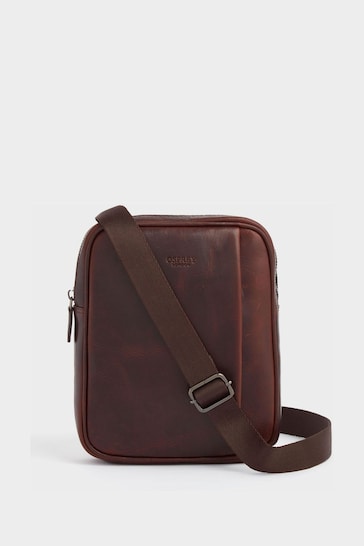 OSPREY LONDON Chestnut Brown Saddle Leather Carter Small Messenger Bag