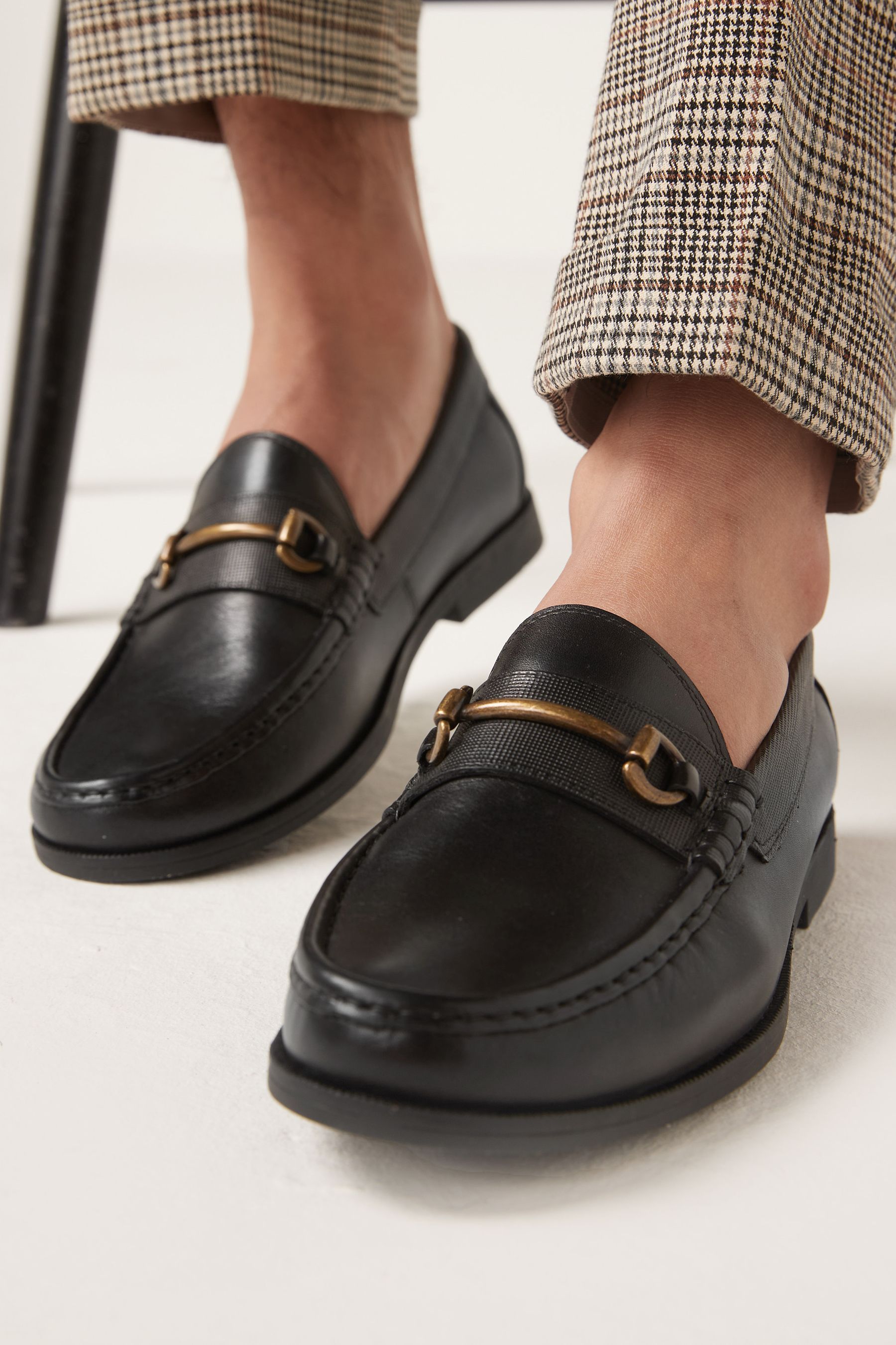 Mens black snaffle loafers hot sale