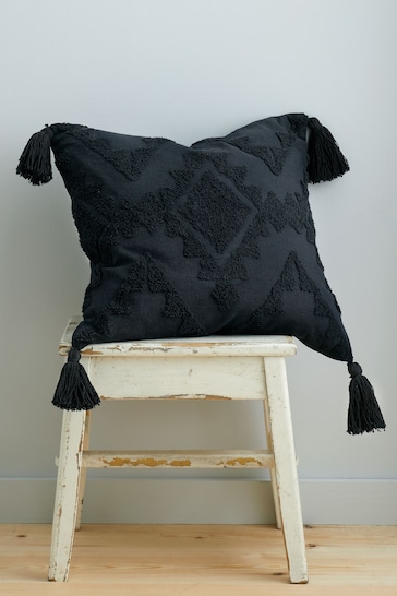 Pineapple Elephant Black Imani Tufted Cushion