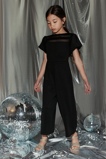 Black Mesh Occassion Jumpsuit (3-16yrs)