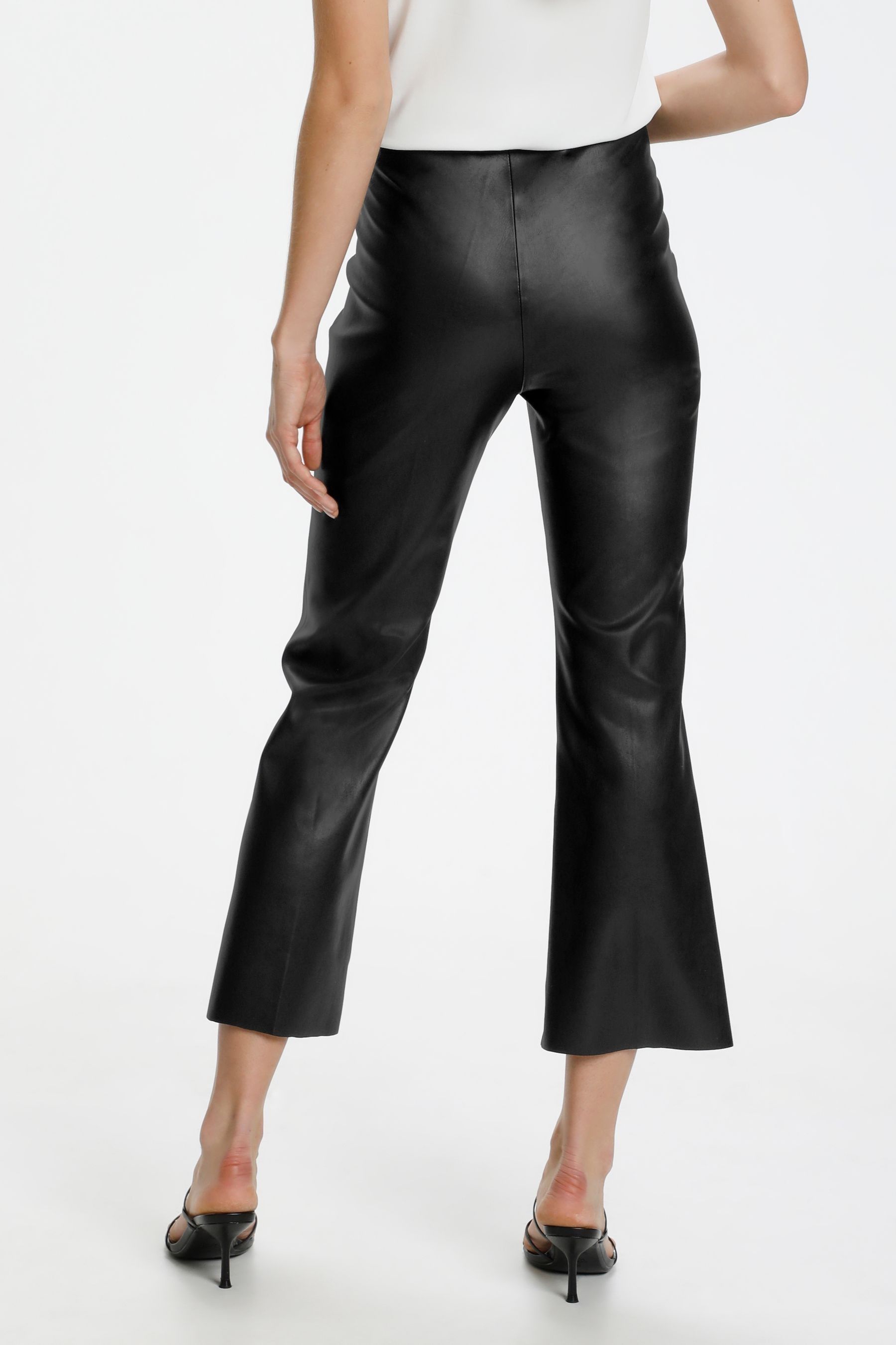 Leather kick outlet flare trousers