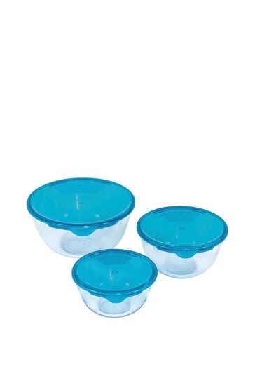 Pyrex Set of 3 Clear Bowls With Lids