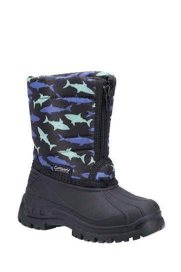 Cotswold Younger Boys Black Iceberg Zip Snow Boots