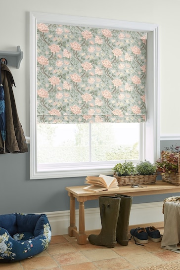Laura Ashley Blush Pink Tapestry Floral Chenille Made To Measure Roman Blind
