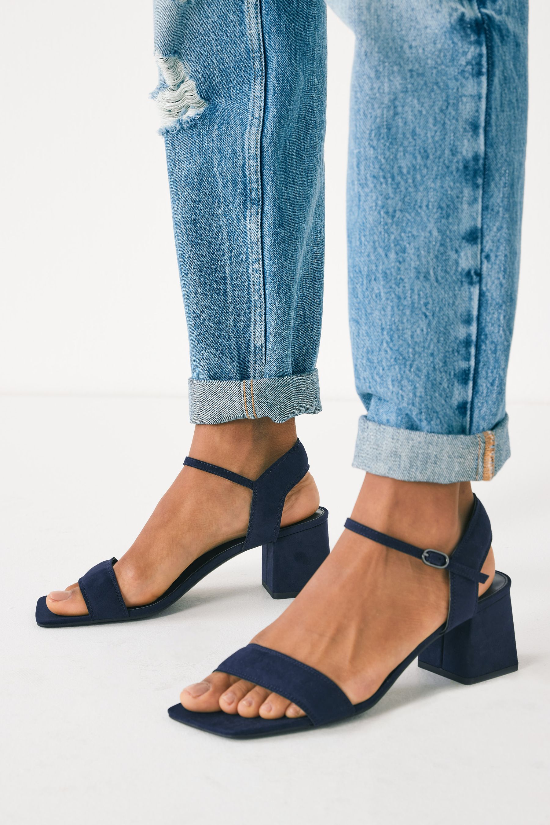 Navy block heel sandals uk online