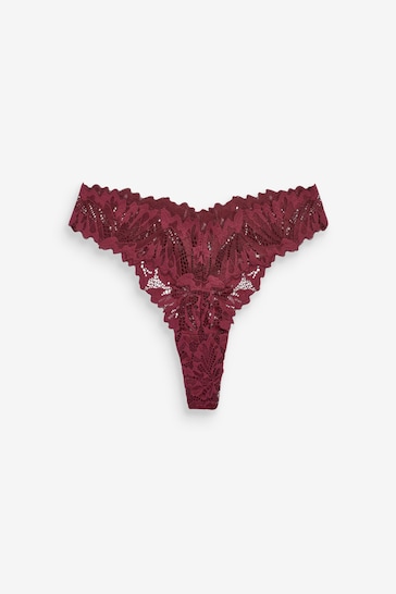 Plum Purple Thong Comfort Lace Knickers