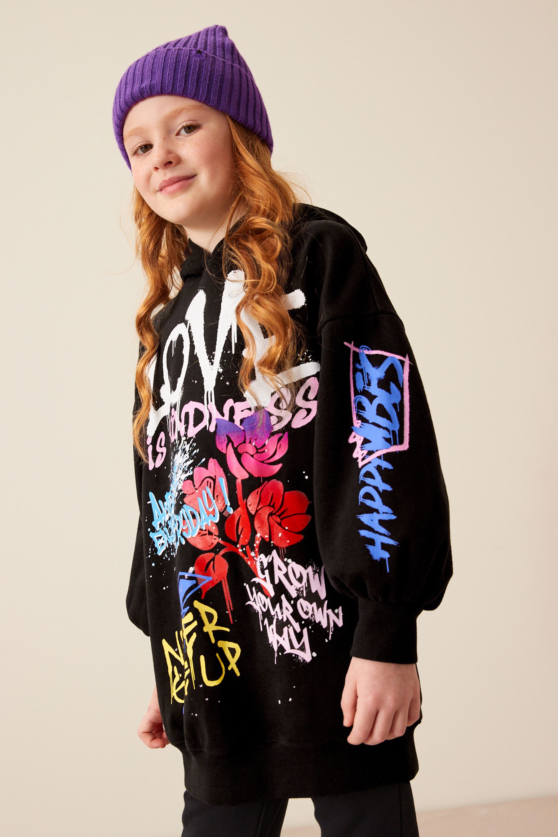 Girls longline hoody top