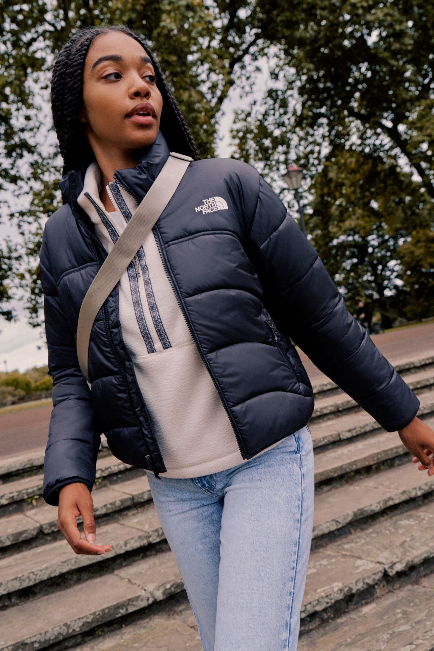 Black and grey north face coat shop