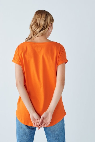 Orange Round Neck Cap Sleeve T-Shirt