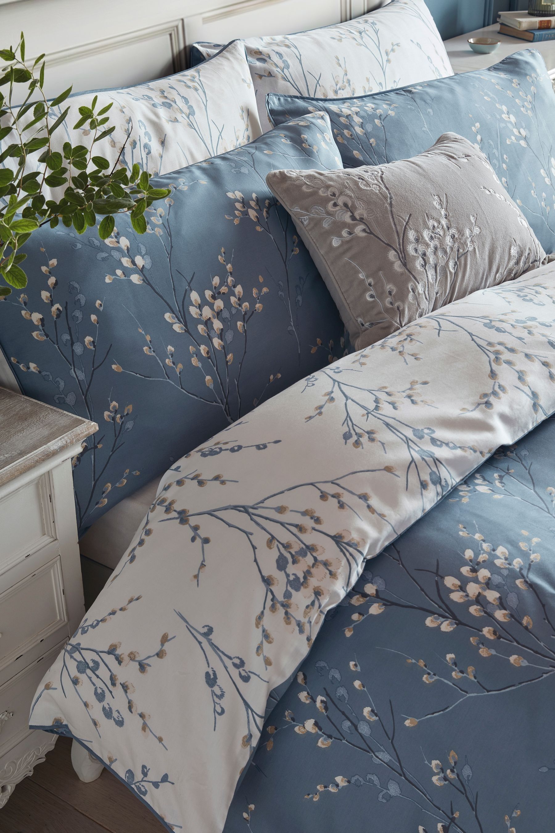 Buy Laura Ashley Blue Dark Seaspray Reversible Sateen 200 Thread