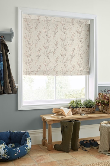 Laura Ashley Blush Pink Pussy Willow Embroidered Made To Measure Roman Blind
