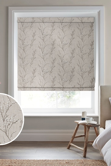 Laura Ashley Grey Pussy Willow Embroidered Made To Measure Roman Blind