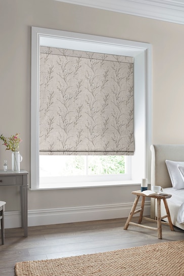 Laura Ashley Grey Pussy Willow Embroidered Made To Measure Roman Blind