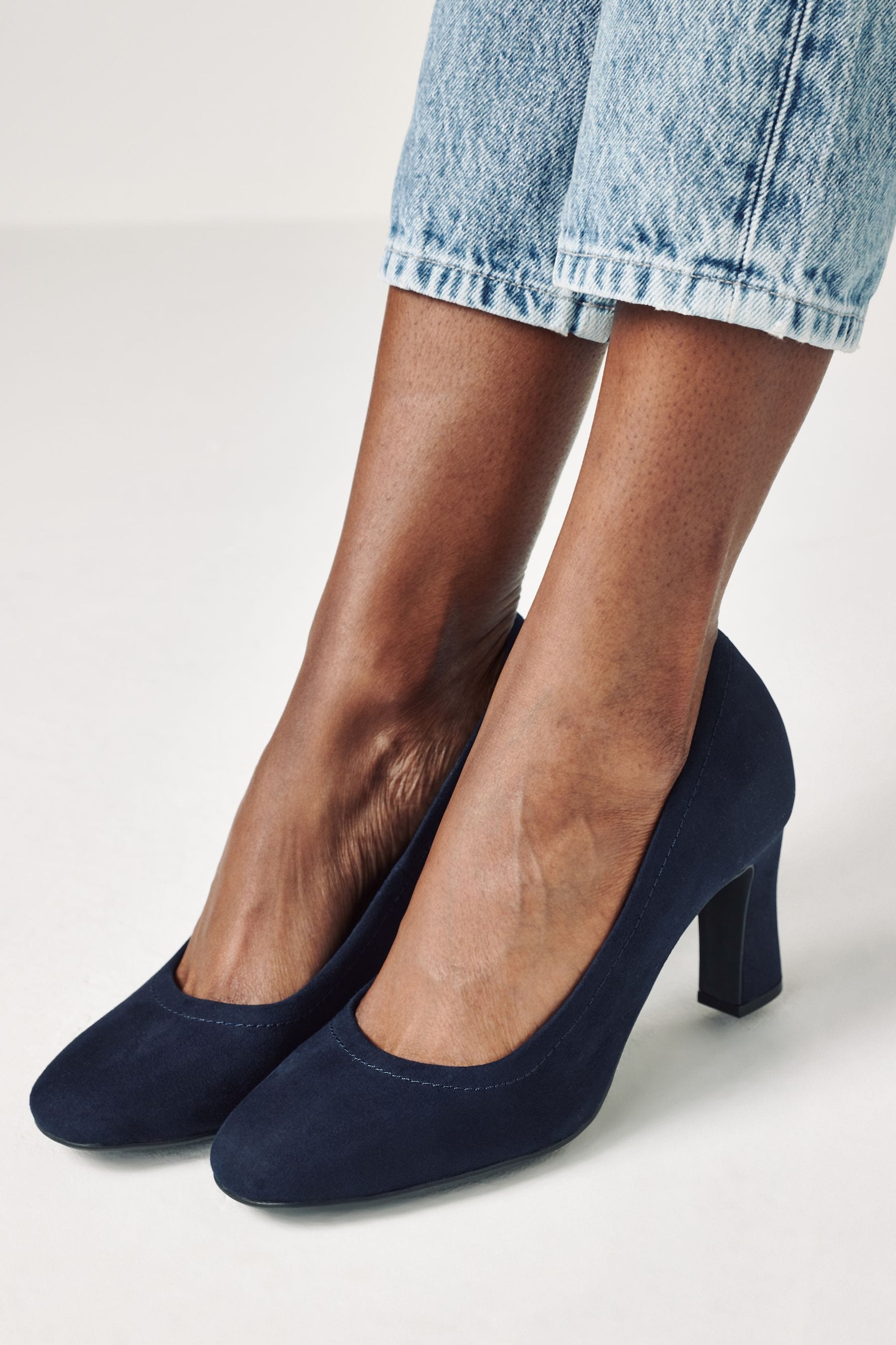 Navy block hotsell heel shoes uk