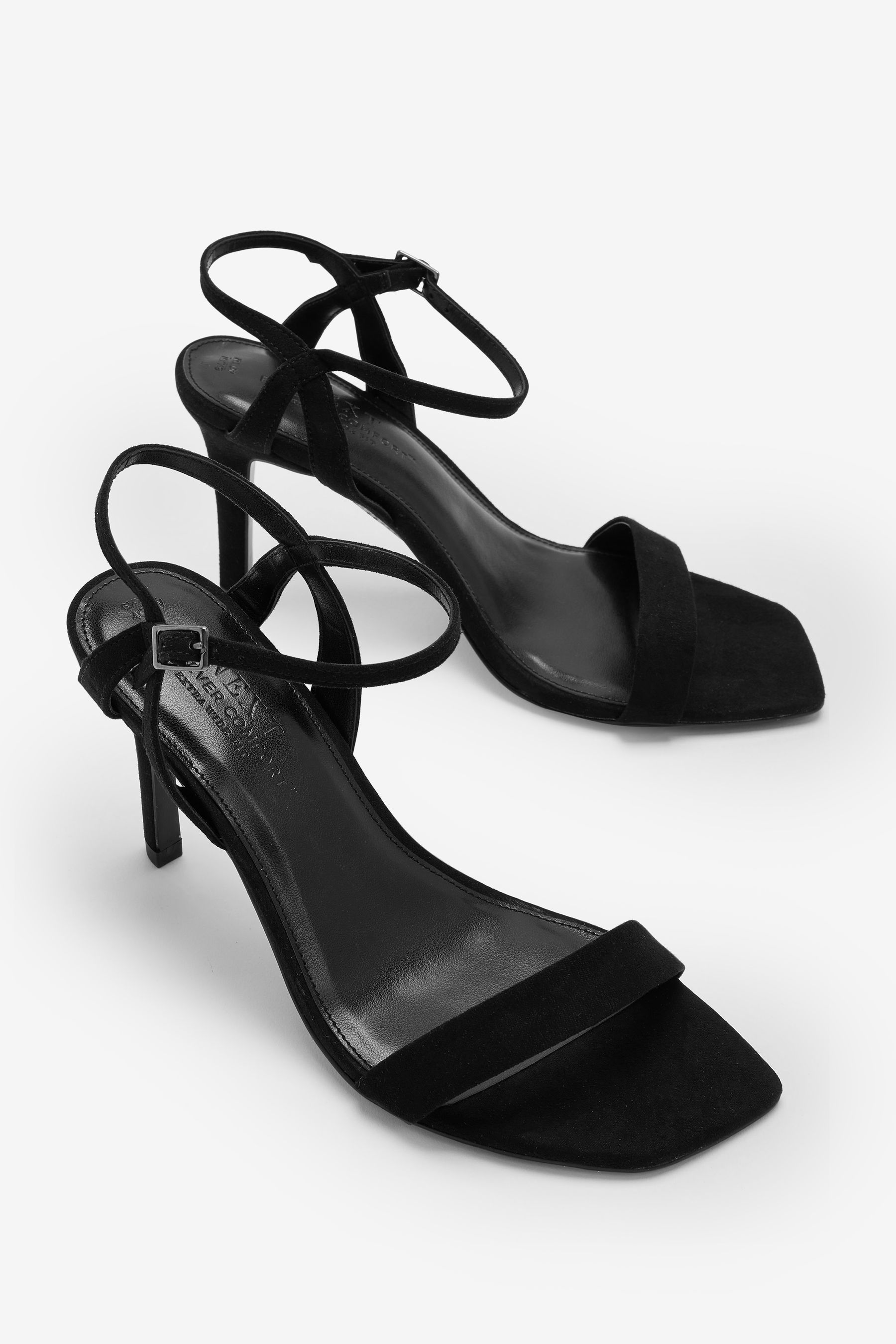 Buy Black Extra Wide Fit Forever Comfort Strappy Skinny Heel
