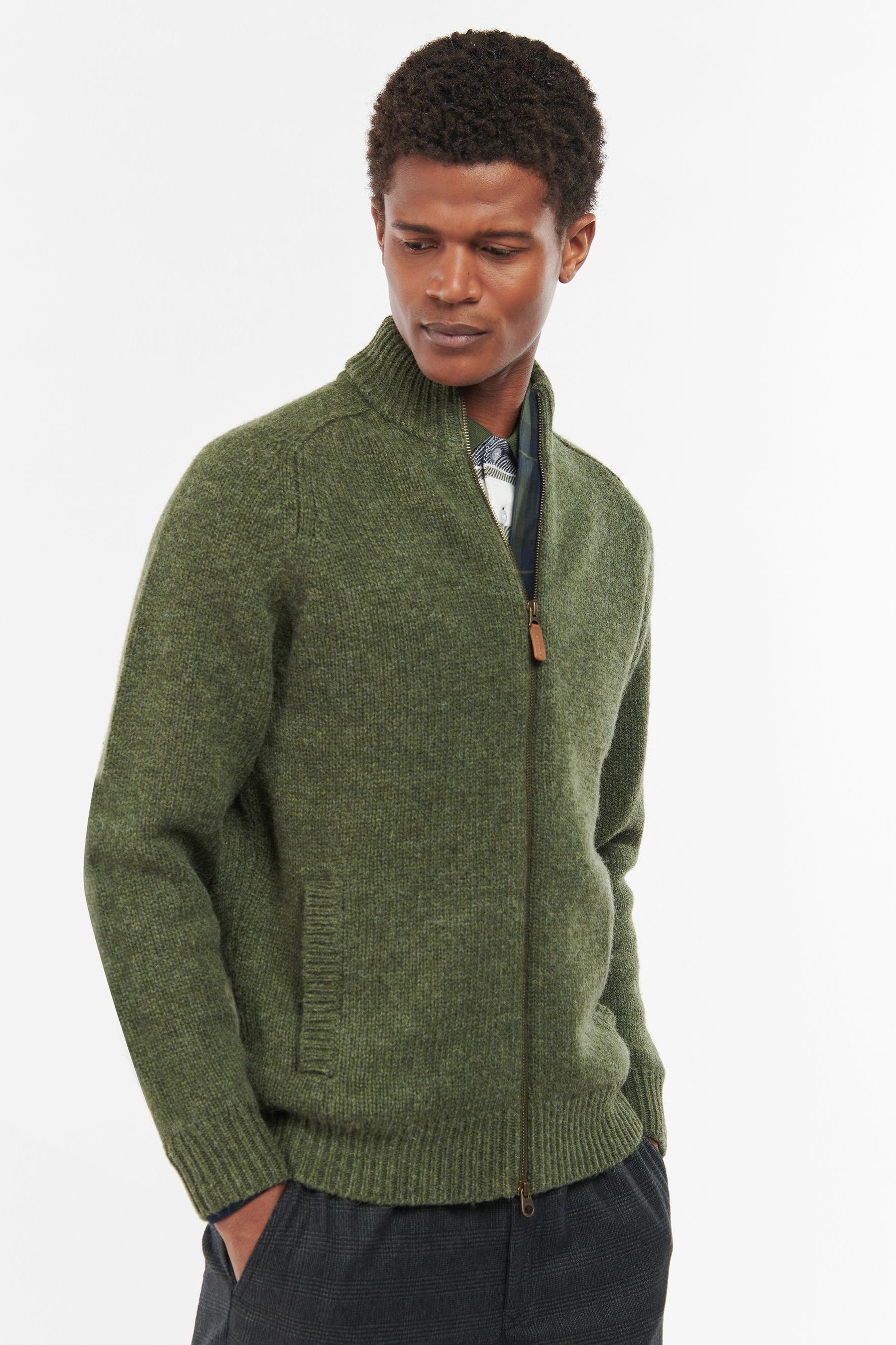Buy Barbour Green Calder Knitted Zip Through Jumper from the Next