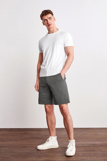 Charcoal Grey Loose Fit Stretch Chinos Shorts