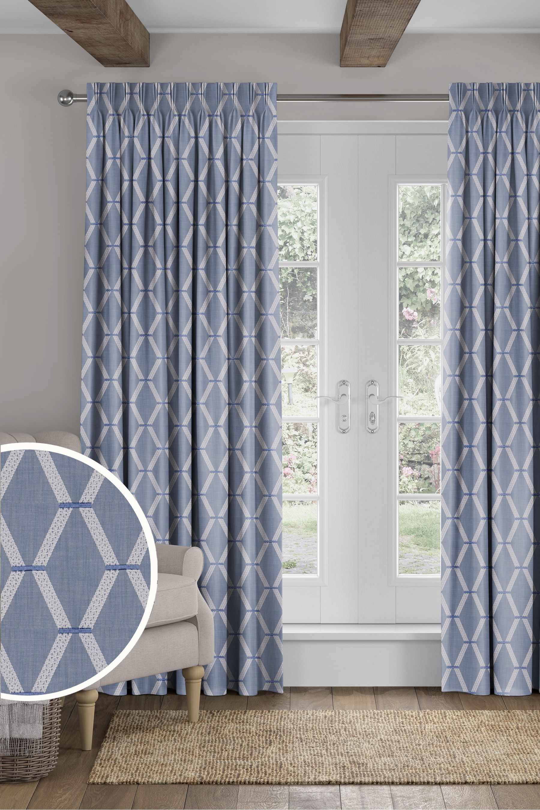 Buy Sanderson Blue Hemsby Made To Measure Curtains from the Next UK