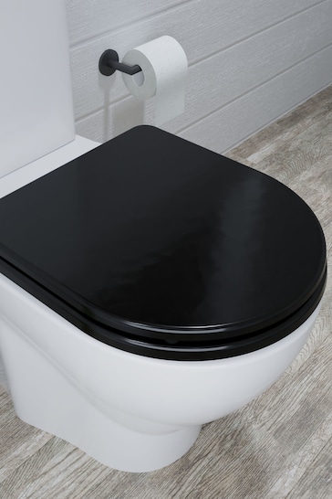 CROYDEX Black Iseo D Shape Toilet Seat