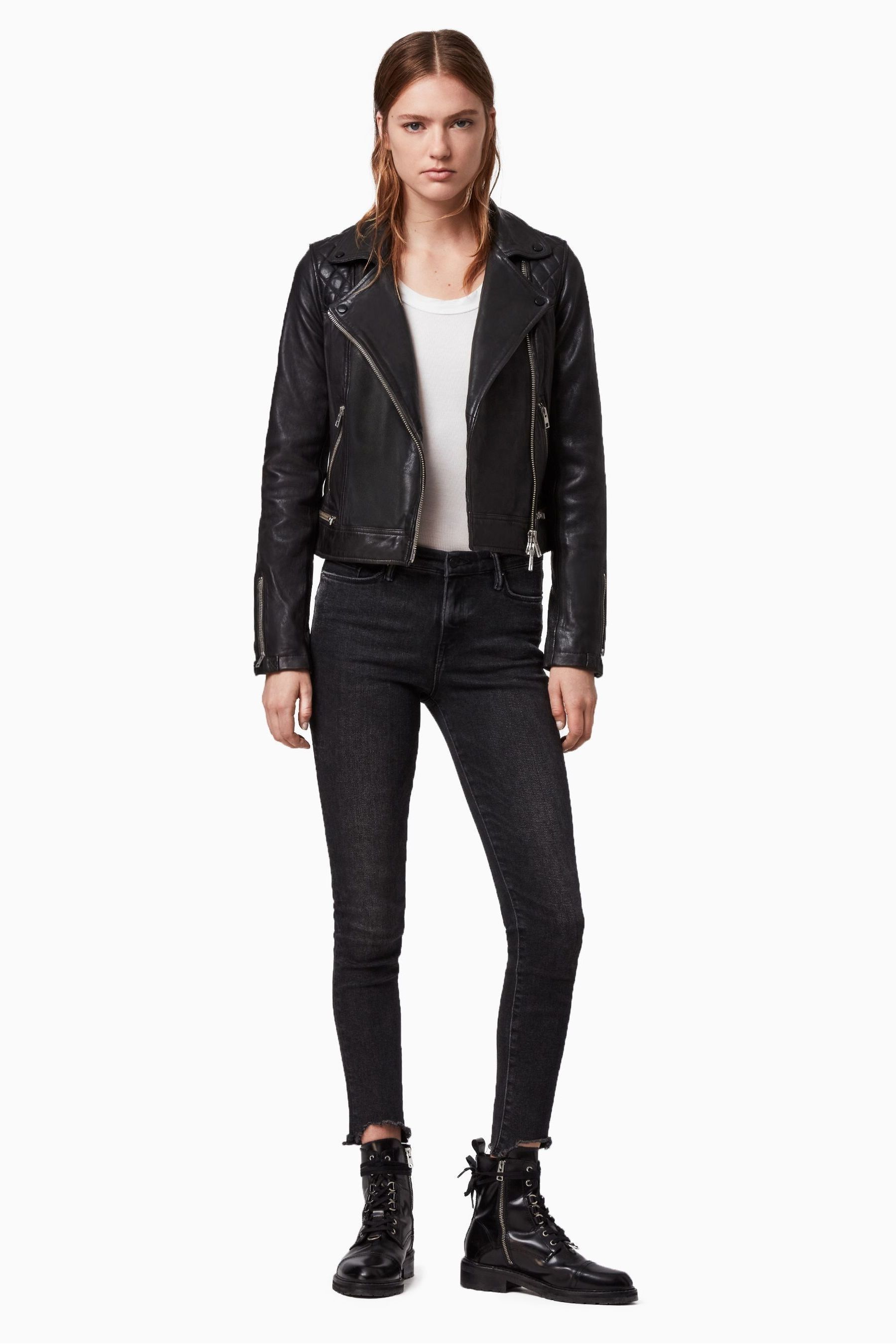 All saints conroy deals leather jacket womens