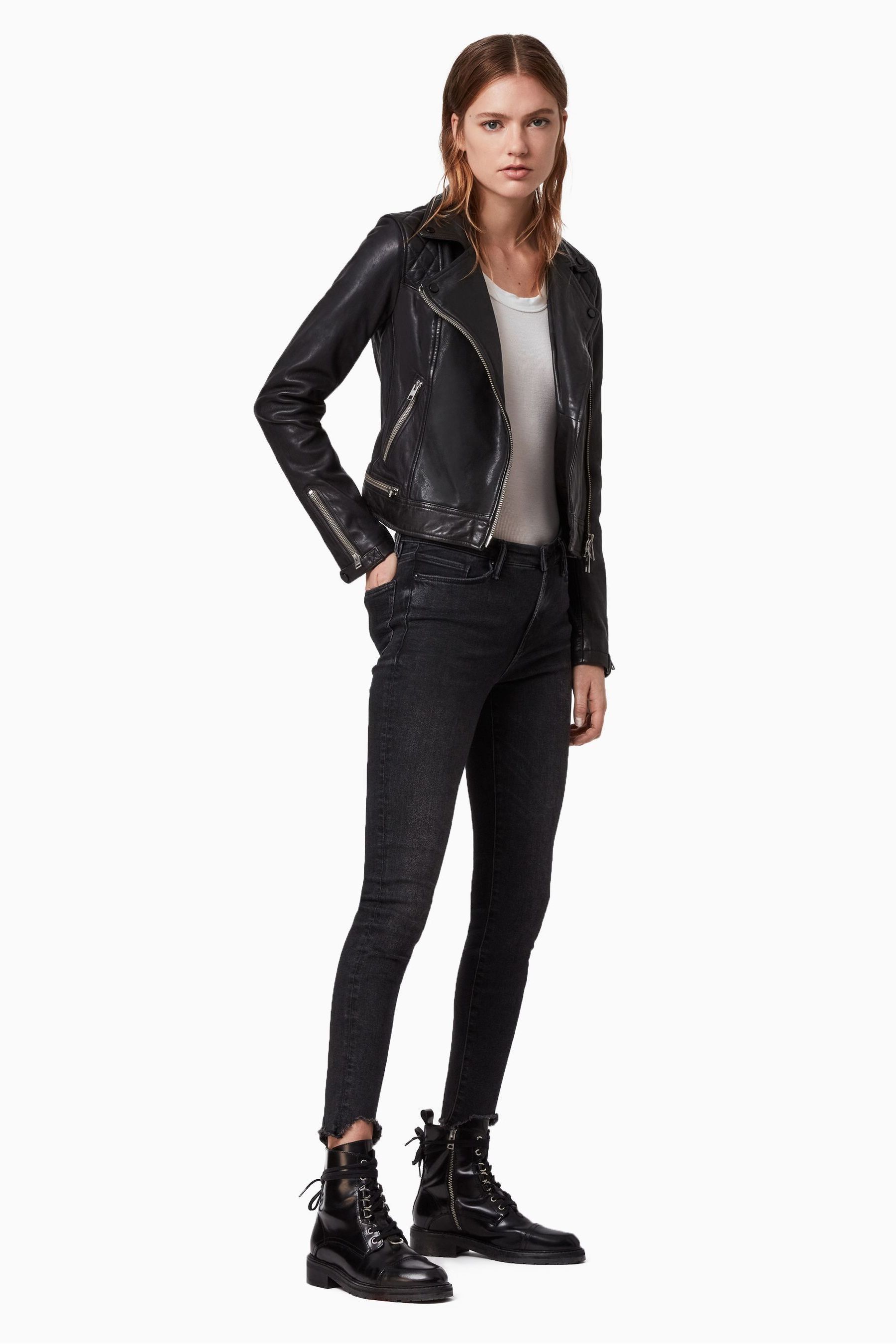 All saints conroy leather cheap jacket womens
