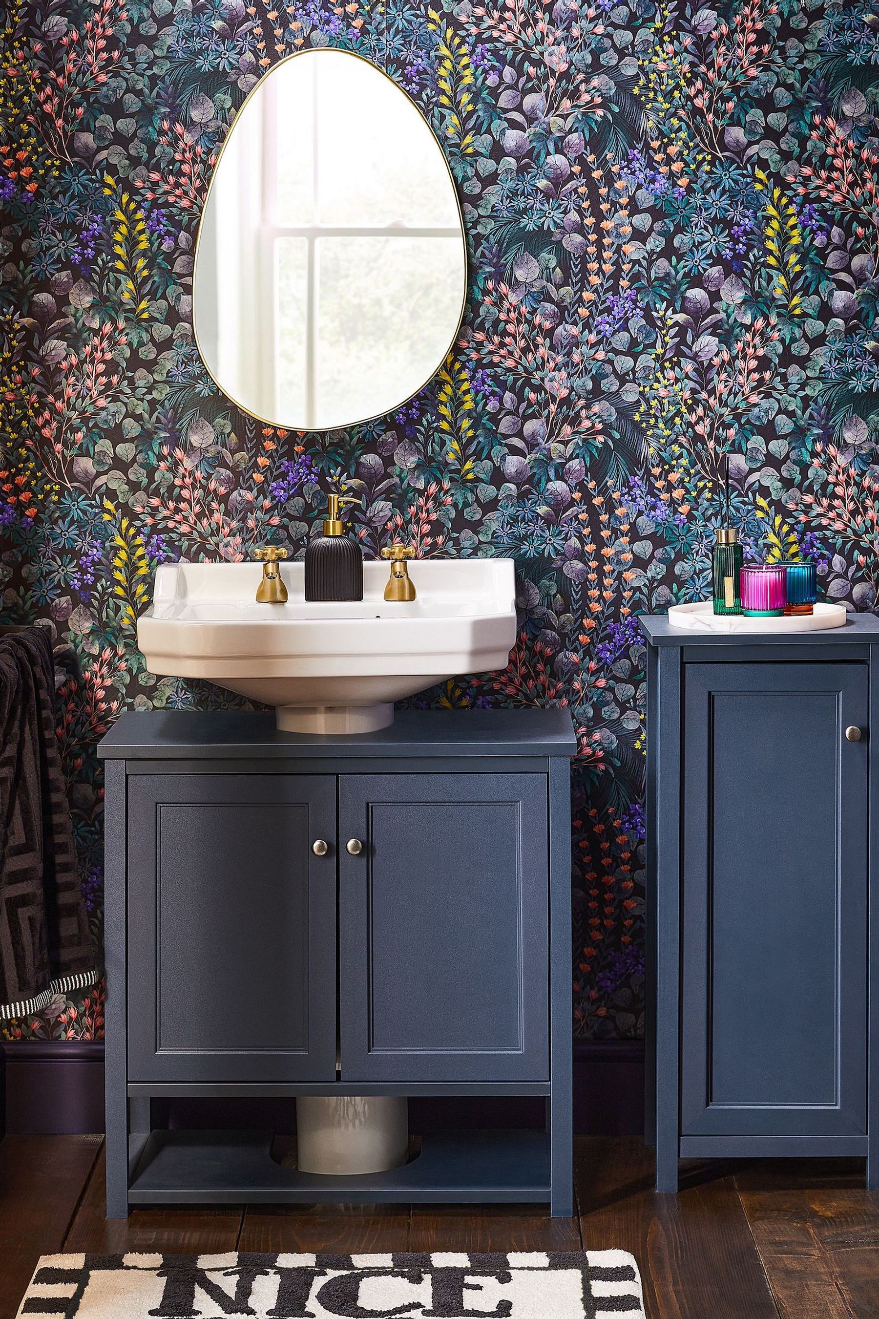 Navy under sink on sale cabinet