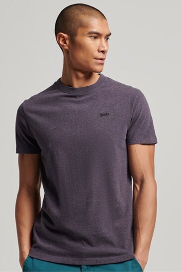 Superdry Purple Cotton Micro Embroidered T-Shirt