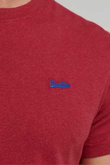 Superdry Dark Red Cotton Micro Embroidered T-Shirt