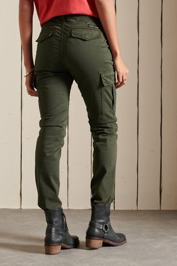 Superdry Green Organic Cotton Womens Slim Cargo Trousers
