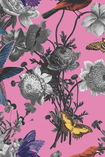 Graham & Brown Pink Jardin Floral Wallpaper Sample Wallpaper