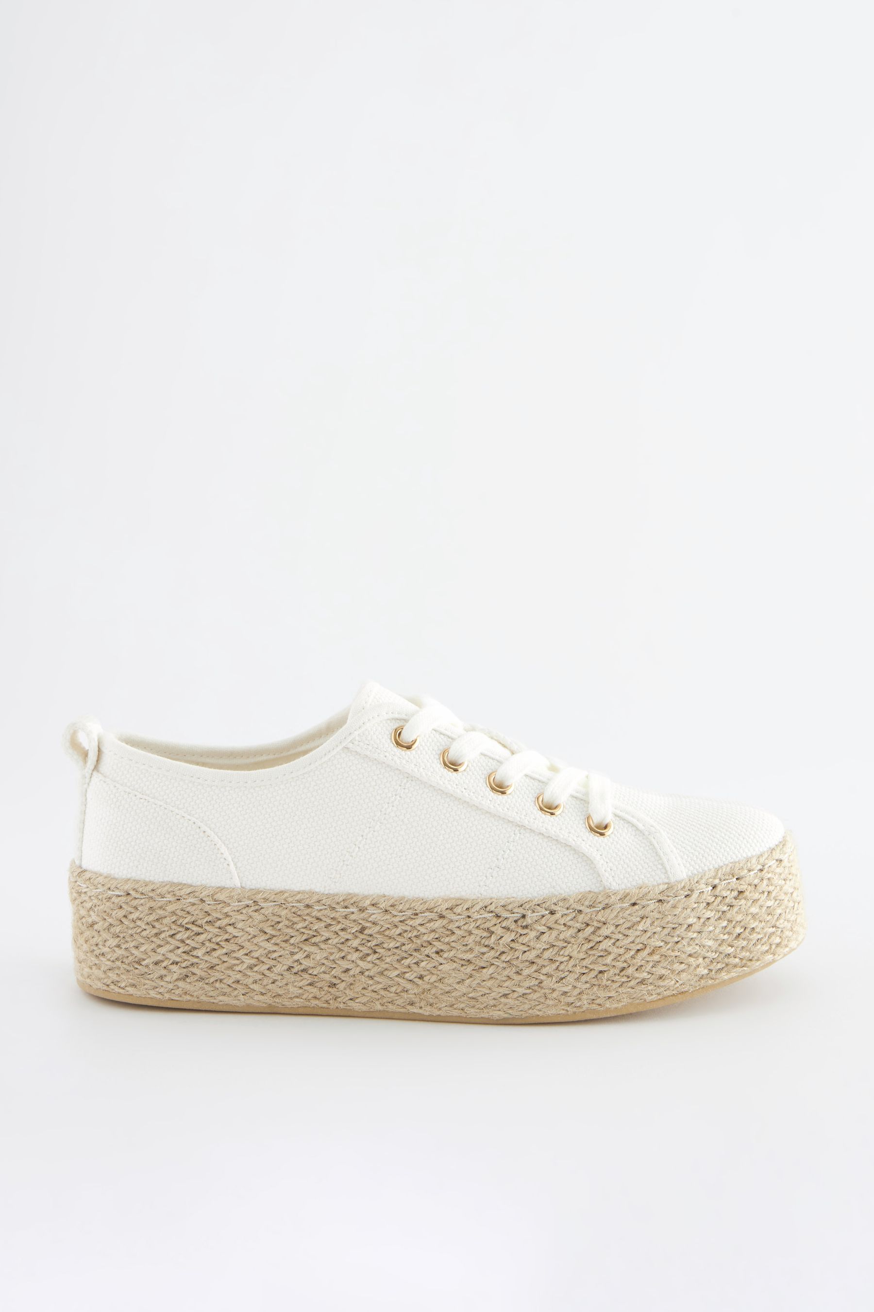 White Forever Comfort Espadrille Flatform Trainers