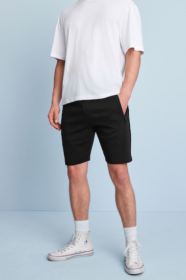 Black/Grey Straight Zip Pocket Jersey Shorts