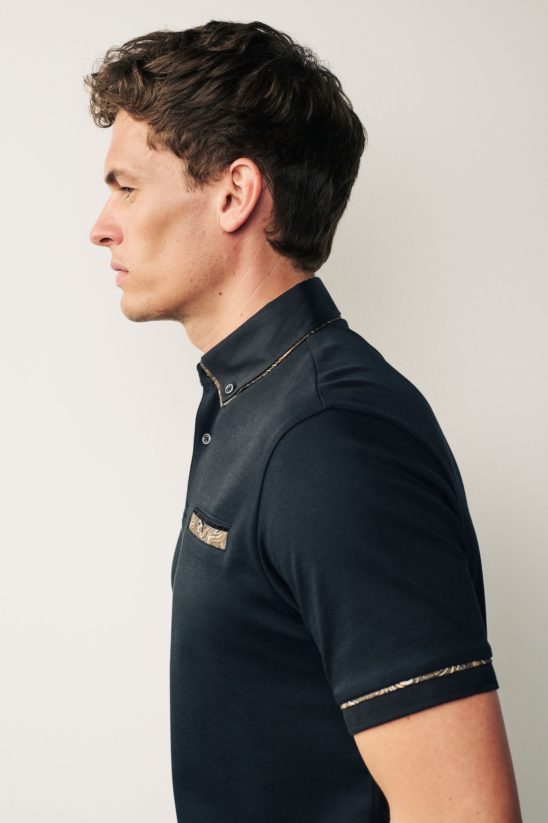 Black Gold 100 Cotton Short Sleeve Smart Collar Polo Shirt