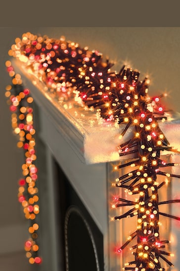 Premier Decorations Ltd Christmas 480 Red & Gold LED Cluster Timer Christmas Lights 6.2m