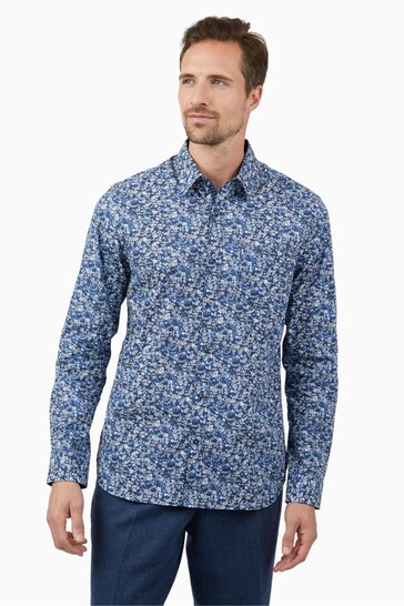 Buy Jeff Blue Long Sleeve Blue Floral Print Shirt the Next UK online shop