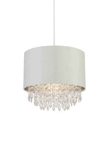 Searchlight Silver Lou Easy Fit Shade With Clear Beaded Drops