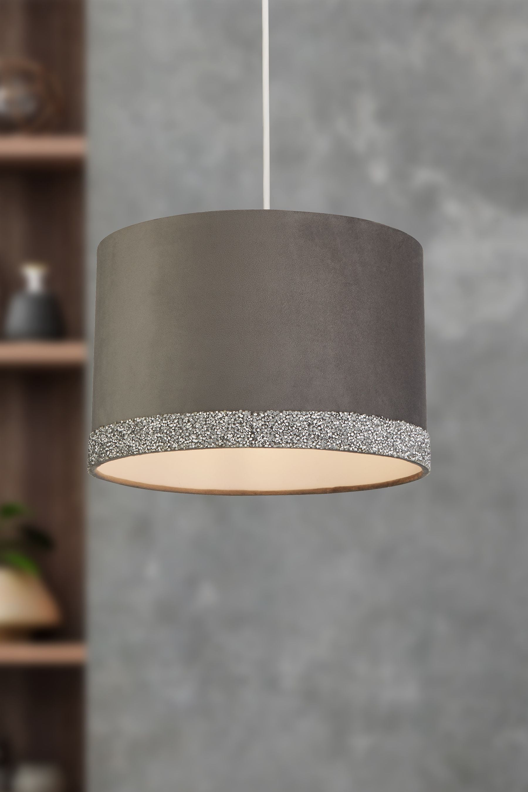 Grey diamante hotsell lamp shade