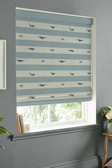 Sophie Allport Duck Egg Blue Kids Whale Made To Measure Roman Blind