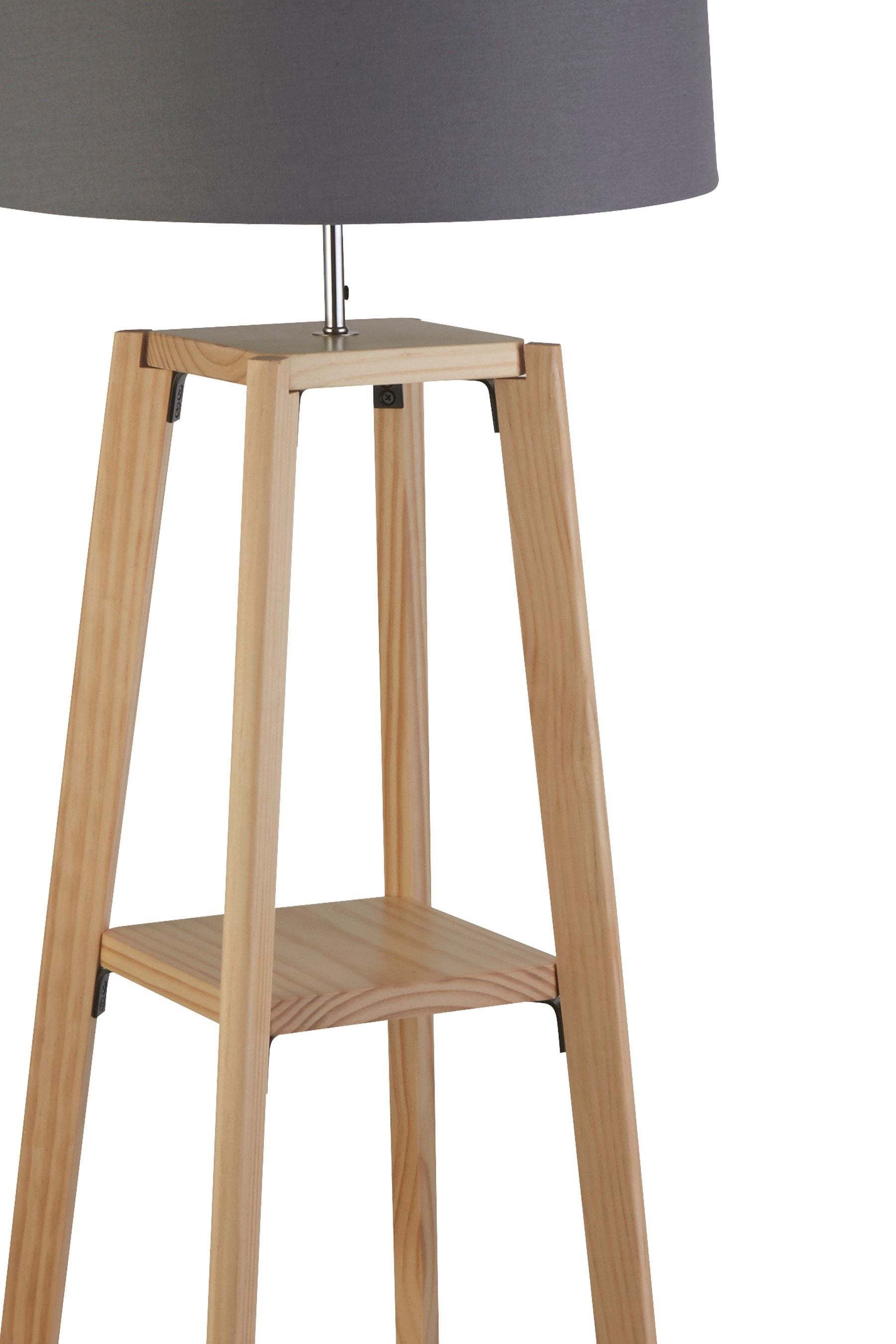 Seville wooden sale shelf floor lamp