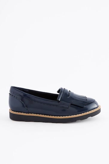 Navy Blue Standard Fit (F) School Tassel Loafers